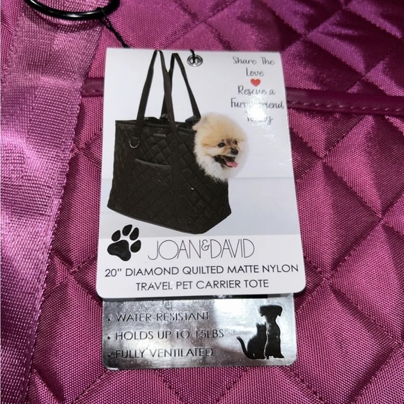 NWT Joan Rivers Quilted Nylon Travel Pet Double Strap Burgundy 20” MSRP $290 - Picture 10 of 11
